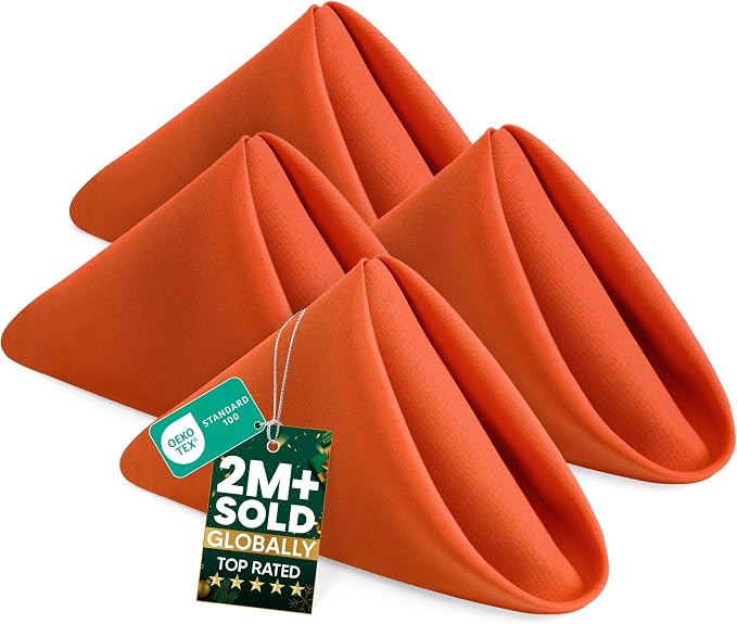 Utopia Home [24 Pack, Orange] Cloth Napkins 17x17 Inches, 100% Polyester | Hemmed Edges, Washable and Reusable Ideal for Parties, Weddings and Dinners by UTOPIAHOME