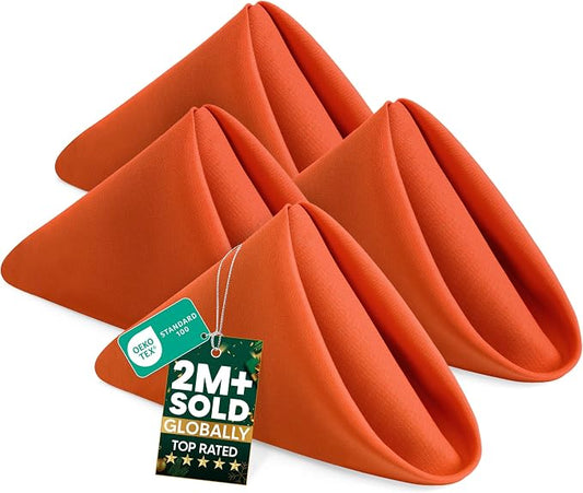 Utopia Home [24 Pack, Orange] Cloth Napkins 17x17 Inches, 100% Polyester | Hemmed Edges, Washable and Reusable Ideal for Parties, Weddings and Dinners by UTOPIAHOME
