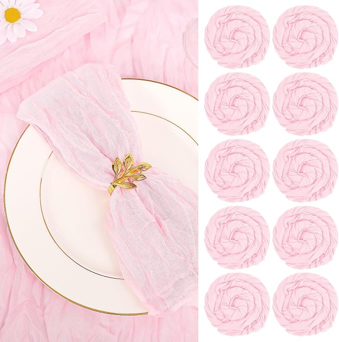 fani 100 Pack Gauze Cheesecloth Napkins, 20 x 20 in, Light Pink | Wrinkled Table Napkins, Soft Cotton, Rustic Decorative, Weddings, Party, Dinner Table, Everyday Use by fani