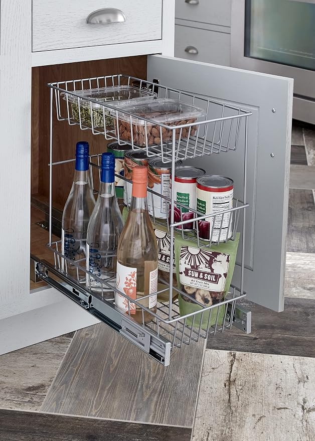 ClosetMaid 32105 Premium Wide 3-Tier Compact Kitchen Cabinet Pull-Out Basket, 8.75-Inch - Image 3