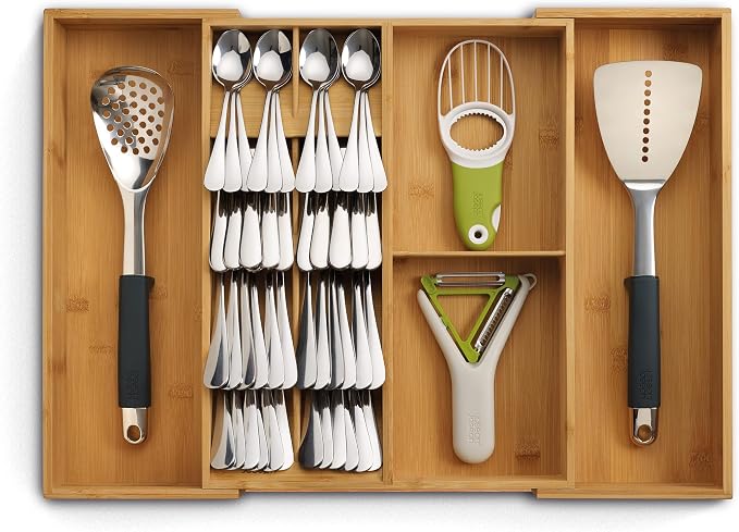 Joseph Joseph DrawerStore Expanding Silverware, Flatware, Utensil & Gadgets Organizer, Expandable in Drawer Space Saving Tray, Bamboo by Unknown