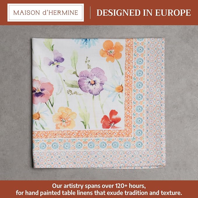 Maison d' Hermine Cloth Napkins Set of 4 Reusable 100% Cotton (20" x 20") | Everyday Square Napkins Cloth Washable Dinner Party Wedding Restaurant Hotel Kitchen Spring Summer - Summer Whisper - Image 2