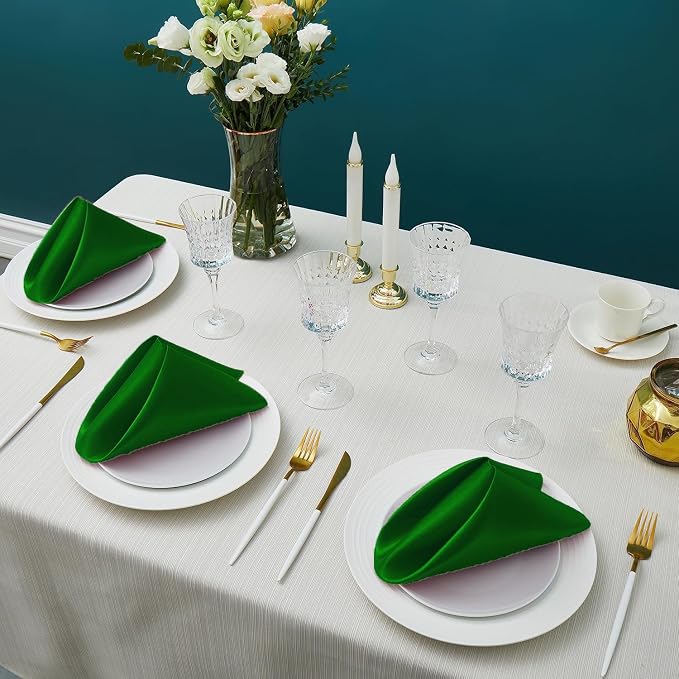 MDS® Pack of 150 Satin Napkins 12 x 12 Inch, Soft Silky Reusable Cloth Dinner Table Napkins for Wedding Décor, Reception, Birthday, Parties, Banquets, Catering, Restaurants & Hotel - Green - Image 2