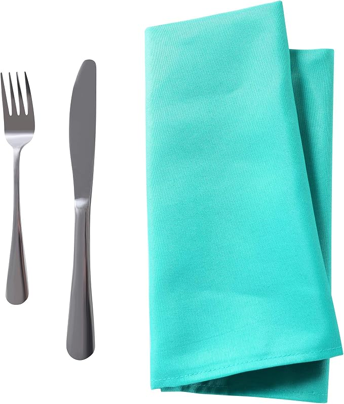 50pcs Polyester Cloth Napkins - 17 x 17 inch Turquoise Dinner Washable Napkins with Hemmed Edges for Restaurant/Wedding/Hotel(50,Turquoise) - Image 4