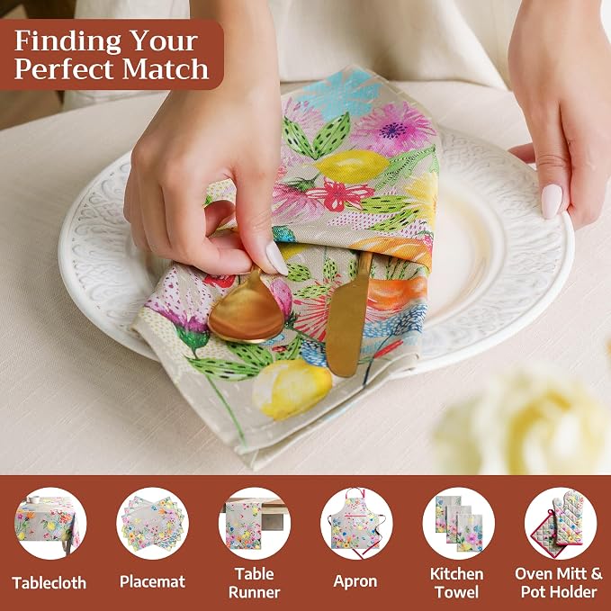 Maison d' Hermine Cloth Napkins Set of 4 Reusable 100% Cotton (20" x 20") | Everyday Square Napkins Cloth Washable Dinner Party Wedding Restaurant Hotel Kitchen Spring Summer - Jardin D'Ete - Fog - Image 4