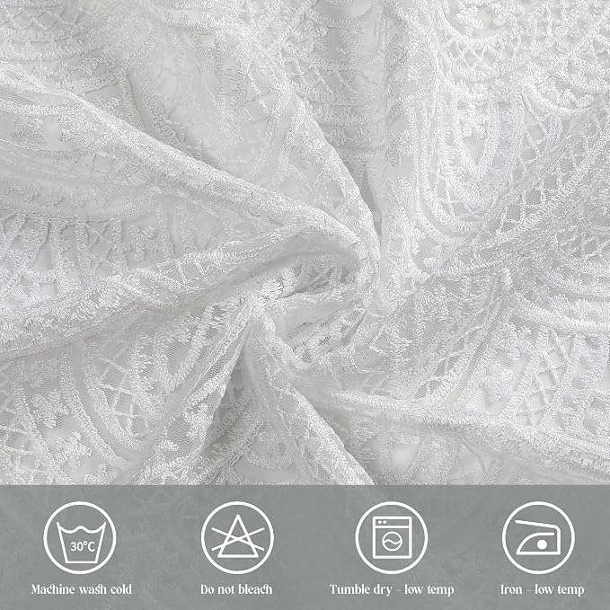 Majestic Giftware Polyester Tablecloths for Rectangle Tables - White Lace | (70/160) - TC1700 Elegance Design Dining Table Cover | Decorative Washable Tablecloth for Home, Kitchen, Dining - Image 5