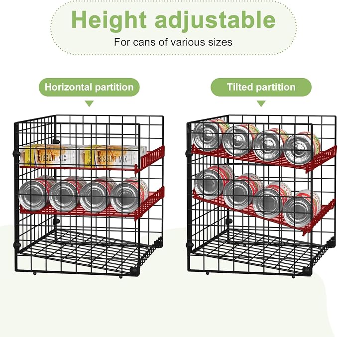 JKsmart 3-Tier Stackable Can Rack Organizer for Pantry, Adjustable Can Storage Holder for Various Ounces of Canned food Soda Drinks, Can Dispenser for Kitchen Cupboard Cabinet, 2 Pack - Image 4