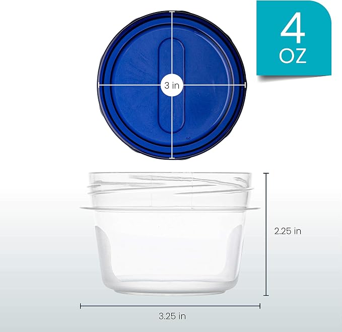 PLASTICPRO Deli Containers Clear bottom With blue Top Twist on Lids Reusable, Stackable, Food Storage Freezer Container (6, 4 OUNCE) - Image 3