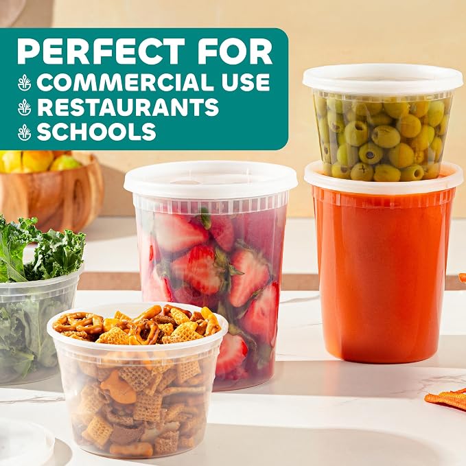 240-Sets Deli Containers with Lids - (120)-32oz & (120)-16oz Bulk Pack of Food Storage Take Out Containers for Restaurants, Catering, Meal Prep - Microwaveable, Reusable & BPA-Free - Image 3