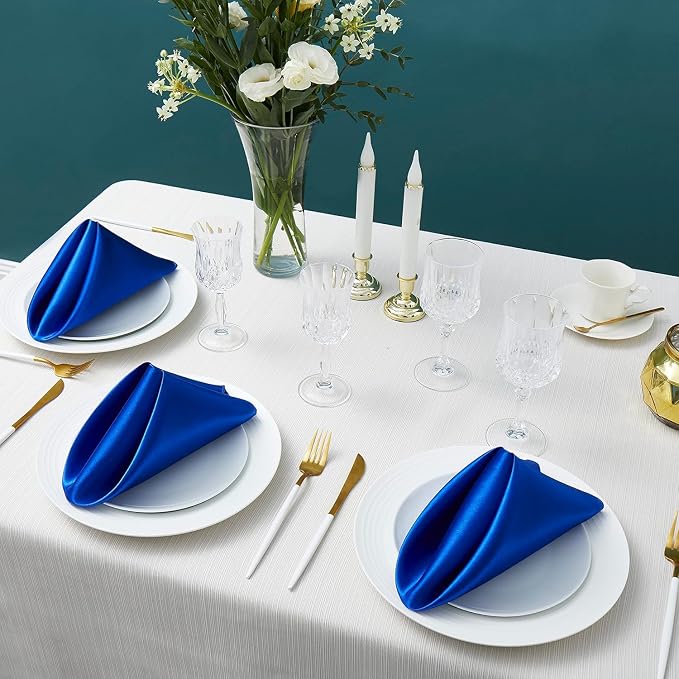 MDS® Pack of 25 Satin Napkins 12 x 12 Inch, Soft Silky Reusable Cloth Dinner Table Napkins for Wedding Décor, Reception, Birthday, Parties, Banquets, Catering, Restaurants & Hotel - Royal Blue - Image 2