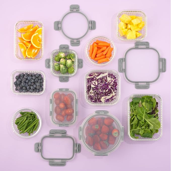 JoyJolt 24pc Borosilicate Glass Storage Containers with Lids | 12 Airtight/Freezer Safe Food Storage Containers for Pantry and Kitchen | Meal Prep Container for Lunch | Glass Tupperware Set - Image 8