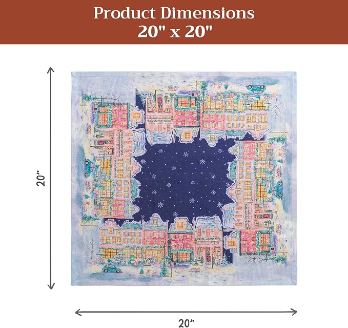 Maison d' Hermine Cloth Napkins Set of 4 Reusable 100% Cotton (20" x 20") | Everyday Square Napkins Cloth Washable Dinner Wedding Restaurant Kitchen Thanksgiving Christmas - Christmas Market - Blue - Image 7