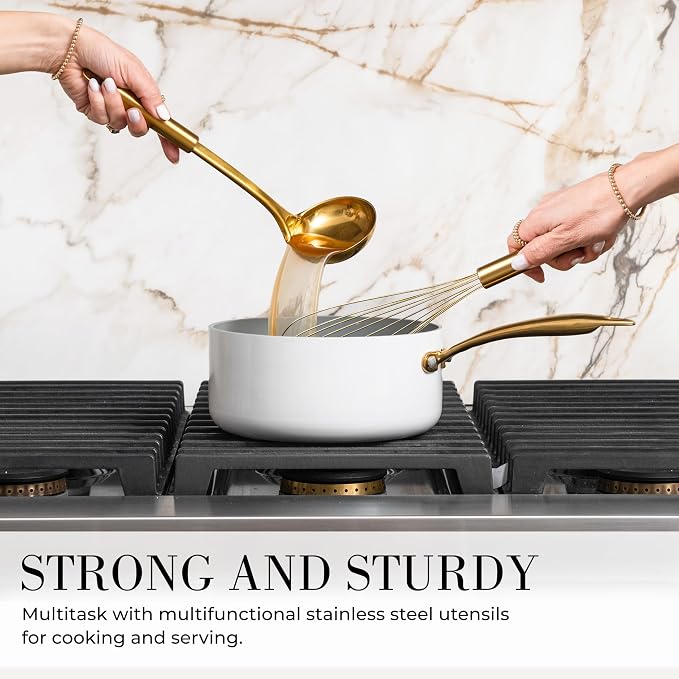 Styled Settings Black and Gold Kitchen Utensils Set, 15-Piece | Nonstick BPA-Free Silicone Coooking Utensils, Gold Utensil Holder, & Magnetic Measuring Spoons - Stylish Kitchen Accessories - Image 7