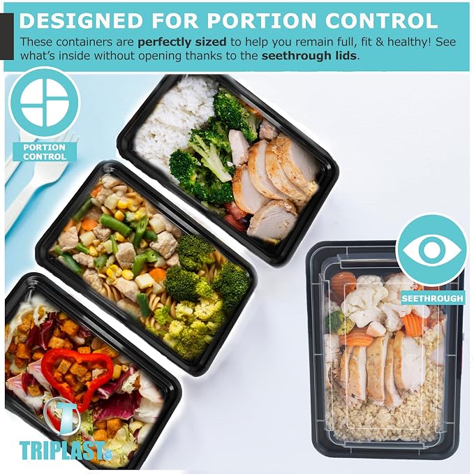 Triplast 5 x Meal Prep Containers (1 Compartment, 28oz) - Microwave, Freezer & Dishwasher Safe – BPA Free, Reusable, Leakproof & Stackable Food Storage Takeaway Boxes for Home, Office & School Use - Image 6