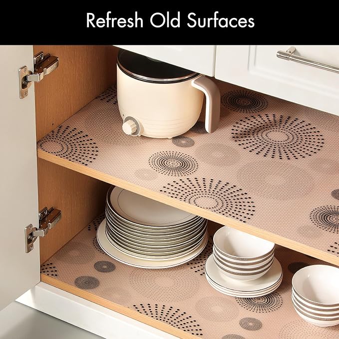 Cooyes Shelf and Drawer Liner for Kitchen Cabinets – Non-Adhesive, Waterproof, Non-Slip Cabinet Liners for Scratch Protection, Desk, Refrigerator, Shelves, Drawers with Modern Pattern - Image 5