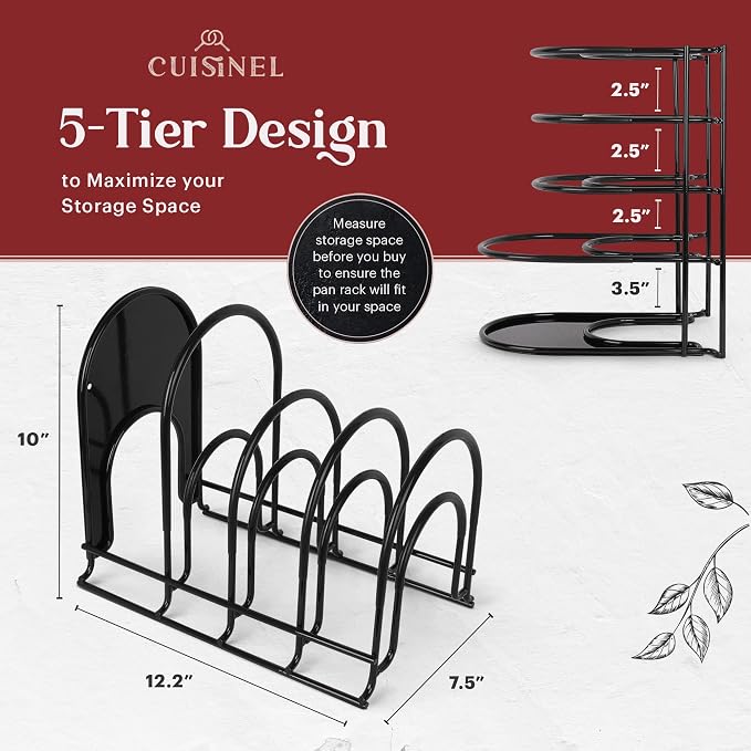 Cuisinel Pan Organizer for Cast Iron, Silicone-Coated 12" Skillet Rack, 2 Pack - Image 3