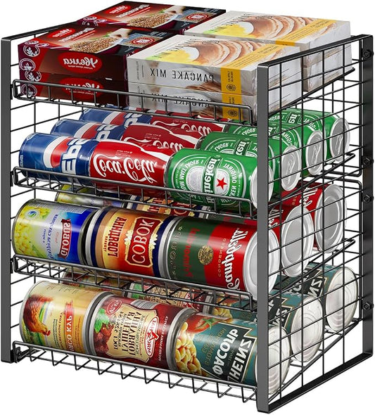JKsmart 4-Tier Can Rack Organizer for Pantry, Adjustable Can Storage Holder for Various Ounces of Canned food Soda Drinks, Can Dispenser Holds Up to 48 Cans for Cupboard Cabinet by JKsmart