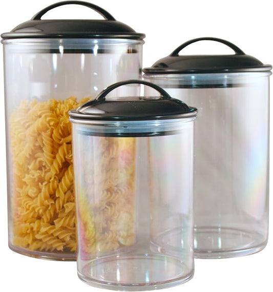 Calypso Basics by Reston Lloyd Acrylic Storage Canisters, Set of 3, Black by RestonLloyd