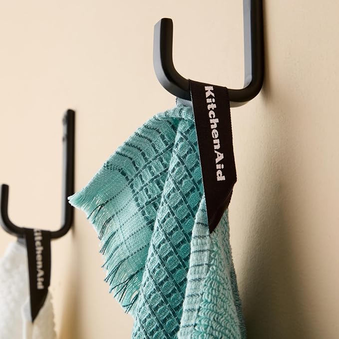 KitchenAid Gourmet Series Gridlines Kitchen Towels 3-Pack Set, 100% Cotton Absorbent, Mineral Water Aqua, 18"x28" - Image 3