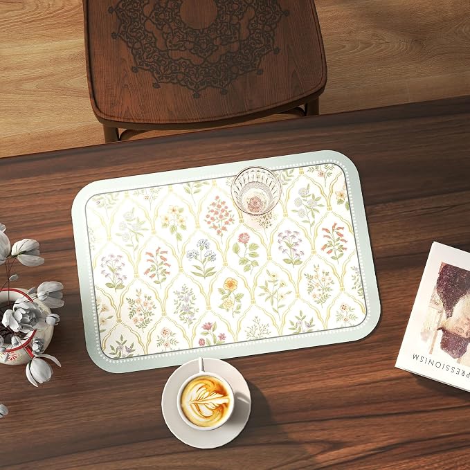 Vinyl Waterproof Placemats Set of 6 Rectangular,12"*17"-Serenity B | Wipeable Beautiful Print Place Mats,Stain Resistant,Heat Resistant,Everyday Meals,Kitchen,Dinning,Holiday,Decor - Image 2