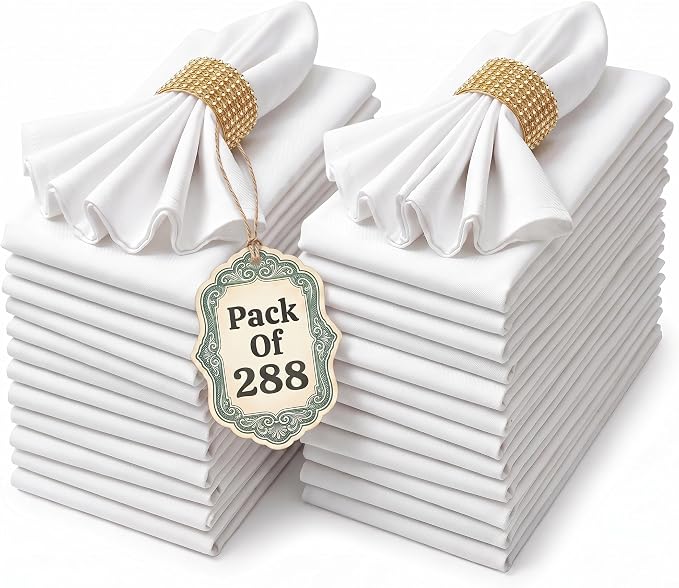 Bulk Pack-288 Hotel Cloth Napkins, 18"x18", Wrinkle Resistant, White | High Volume Cotton Blend Collection for Restaurants, Catering & Event Venues, Washable & Reusable by UTOPIAKITCHEN