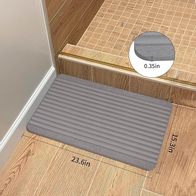 Stone Dish Drying Mat - Large Foldable Marbled Quick Drying Dish Mats, Stone Coasters Set of 4 Collapsible Ultra Absorbent Diatomaceous Earth Mats for Kitchen Counter Bathroom (Grey-REC) - Image 3