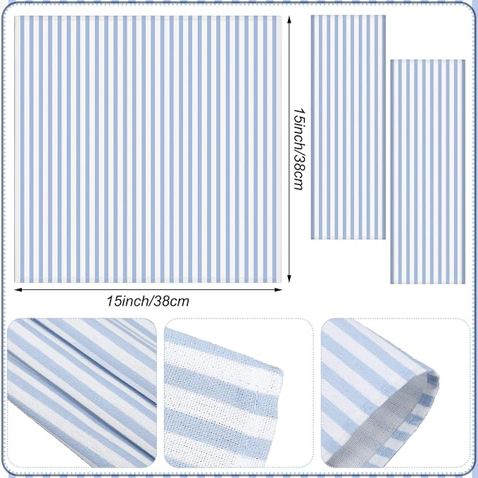 Funnymoom 24 Pcs Coastal Blue and White Striped Cloth Napkins Last Toast on the Coast Party Reusable Napkins French Retro Toile Dinner Soft Absorbent for Summer Holiday Party - Image 3