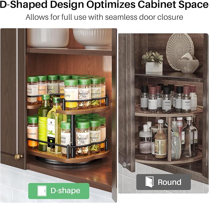 Spice Organization for Cabinet, Lazy Susan Spice Rack, 10 in, Black | Height Adjustable, Rotating Spice Organizer for Countertop, Fits Cabinets Wide＞ 11 in, Height ＞10.5 in - Image 6