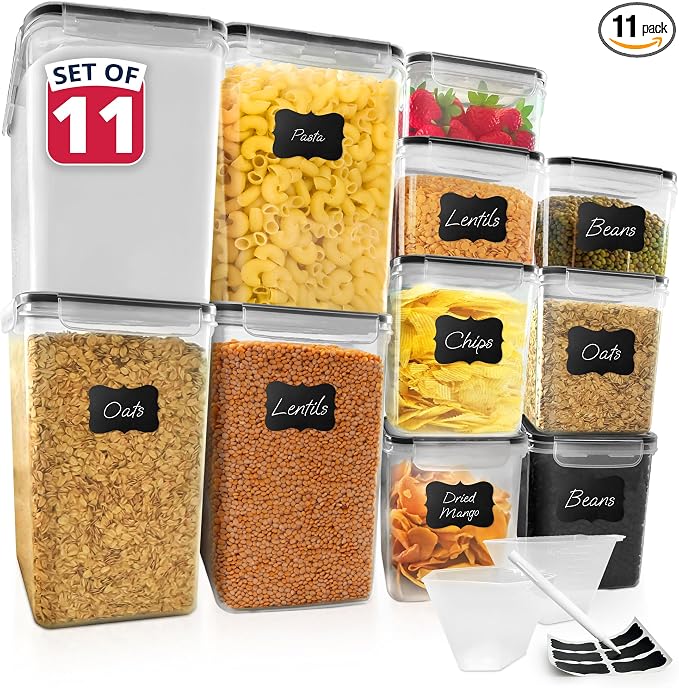 Reli. Storage Containers Kitchen & Pantry 11 Sets | Food Storage with Lids | Airtight Clear Plastic Canister Sets with Lids | Kitchen Organizers | Food Storage | BPA-Free | Multi-Size by Reli