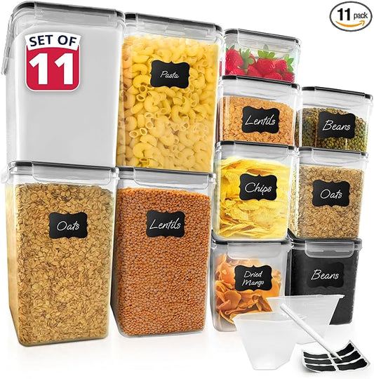 Reli. Storage Containers Kitchen & Pantry 11 Sets | Food Storage with Lids | Airtight Clear Plastic Canister Sets with Lids | Kitchen Organizers | Food Storage | BPA-Free | Multi-Size by Reli