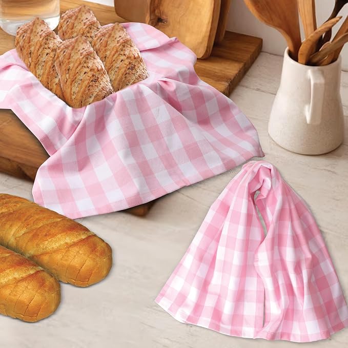 Urban Villa Kitchen Towels Cotton Dish Towels 20”x30” (Set of 6) Pink Wht - Image 5