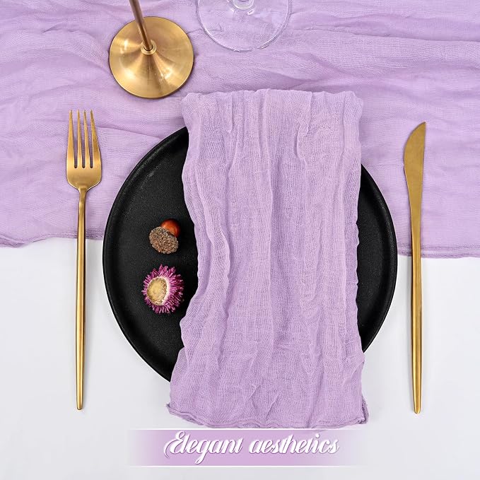 fani 60 Pack Gauze Cheesecloth Napkins, 20 x 20 in, Lavender | Wrinkled Table Napkins, Soft Cotton, Rustic Decorative, Weddings, Party, Dinner Table, Everyday Use - Image 4