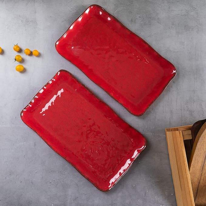 LEHAHA Christmas Melamine Platters for Serving Food, Colored Serving Trays, 17.5 x 10 Rectangular Turkey Serving Tray, Set of 2, Perfect for Outdoor, Christmas Parties, Restaurant, Dishwasher Safe - Image 5