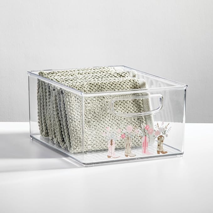 iDesign Bathroom Organizer Bin, Clear/Western | Decorative Print, Stackable, Plastic Storage Basket, For Makeup & Vanity Organization - Image 7