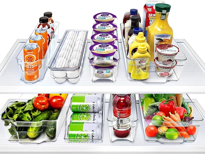 Sorbus Fridge Organizer Bins – Set of 8 Refrigerator Organizers and Storage Containers, Stackable Freezer Bins and House Essentials for New Home, BPA-Free Pantry Drawer Organizers by Sorbus
