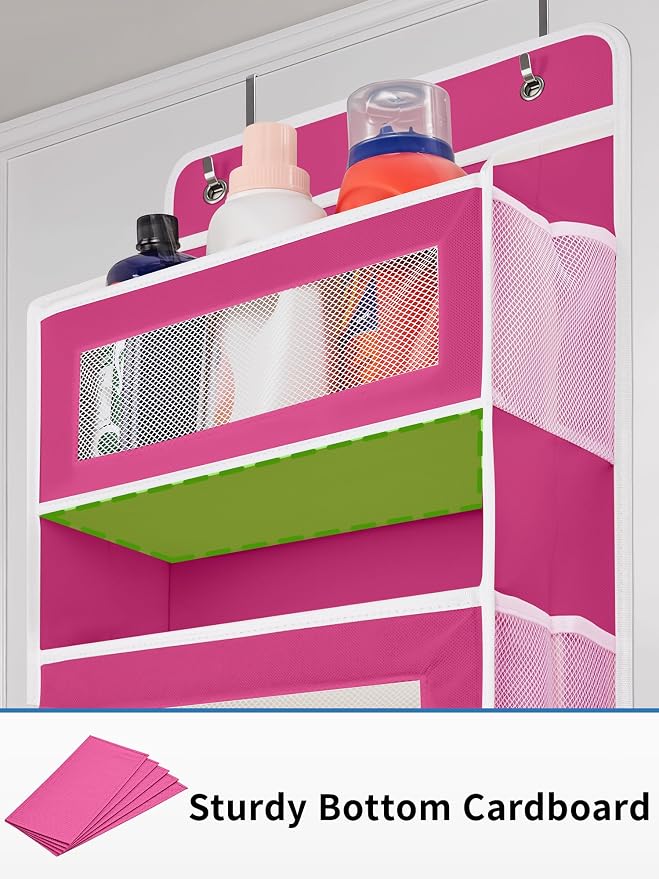 JARLINK Over the Door Organizer for Bedroom, Bathroom, 5 Shelf Rose Pink | Anti-Tilt Design, 44 lb Load Capacity, Hanging Door Organizer with 5 Large Capacity Pockets, Behind Door Storage for Nursery - Image 8