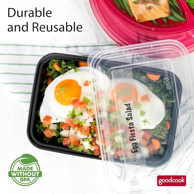 GoodCook Meal Prep Containers, Single Compartment 10-Pack | BPA-Free Reusable Food Storage, Microwave & Freezer Safe, Stackable Meal Prep Containers for Lunches and Snacks - Image 4