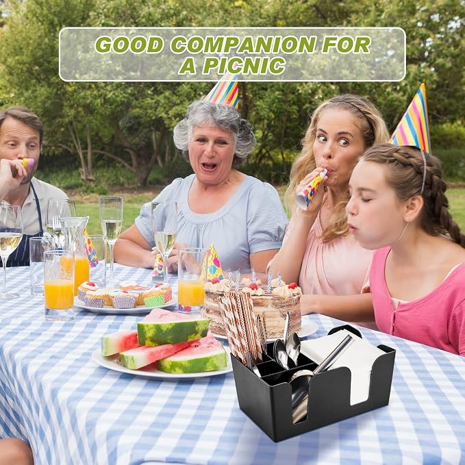 Tessco for you Garnish Tray with Lid Bar Caddy Ice Cooled Condiment Serving Container with Ice Scoop Metal Mini Serving Tongs Fruit Fork Spoons for Food Home Party Kitchen(Plastic,3 Grids) - Image 6