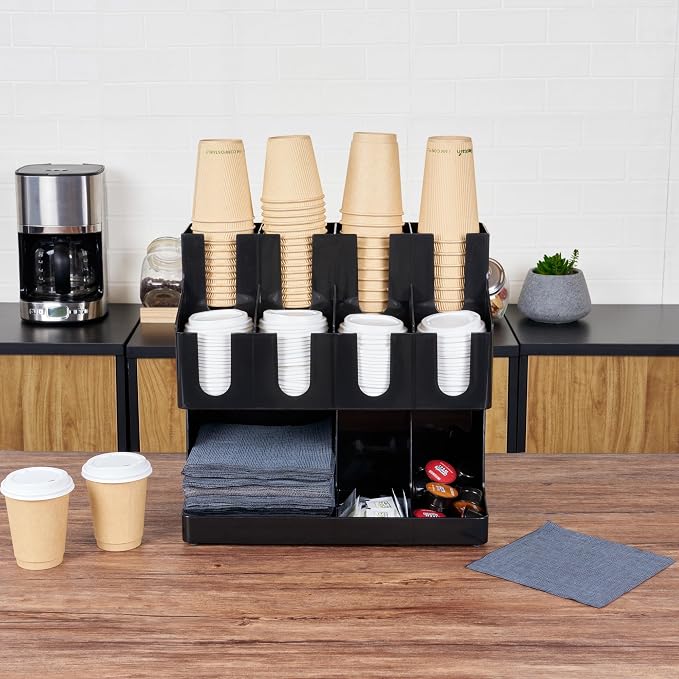 Restaurantware Restpresso Coffee Bar Organizer, 1 Count Durable 11 Compartments, Compact Size, Black Plastic Tabletop Coffee Supplies Organizer For Homes, Office Spaces, Breakrooms, and Lounges - Image 7