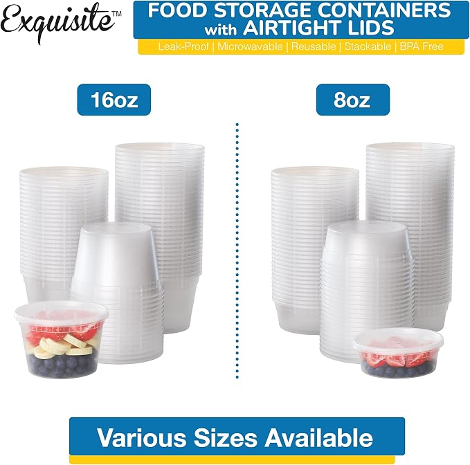Disposable 16 oz Plastic Containers With Lids - 240 Of Each Containers And Lids - Leak Resistant Containers For Food - Deli Containers - Clear Stackable Containers - Microwave And Freezer Safe - Image 4
