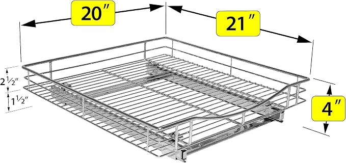 LYNK PROFESSIONAL® Pull Out Cabinet Organizer, 20" x 21" Slide Out Cabinet Organizer Pull Out Drawer – Pull Out Shelves for Kitchen Cabinets – Under Sink Organizers - Lifetime Ltd. Warranty, Chrome - Image 5