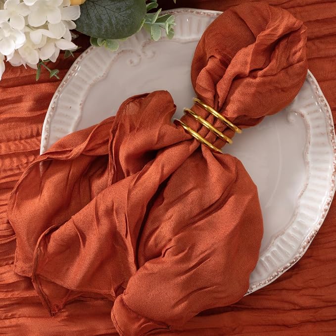 Burnt Orange Cheesecloth Napkins Terracotta Cloth Napkins Bulk,Set of 50 | 21''x21'',Washable Boho Table Gauze Fabric Napkins,for Wedding Baby Bridal Shower Dinner Party Decor by Jimtx