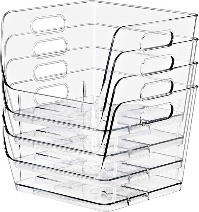 Sorbus Stackable Storage Bins Open Front, Clear Stackable Storage Bins, Pantry Bins for Storage and Organization, Acrylic Stackable Bins for Kitchen, Clear Pantry Organizer Bins (Medium Square 2 Pack) - Image 5