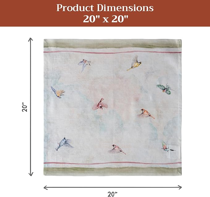 Maison d' Hermine Cloth Napkins Set of 4 Reusable 100% Cotton (20" x 20") | Everyday Square Napkins Cloth Washable Dinner Party Wedding Restaurant Hotel Kitchen Spring Summer - Flying Birds - Image 7