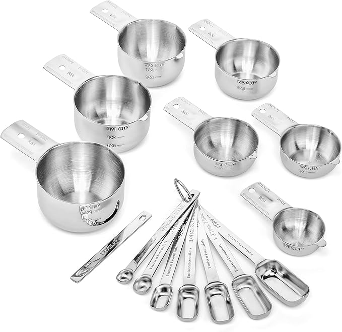 Hudson Essentials Stainless Steel Measuring Cups and Spoons Set (14 Piece Set) - Image 3