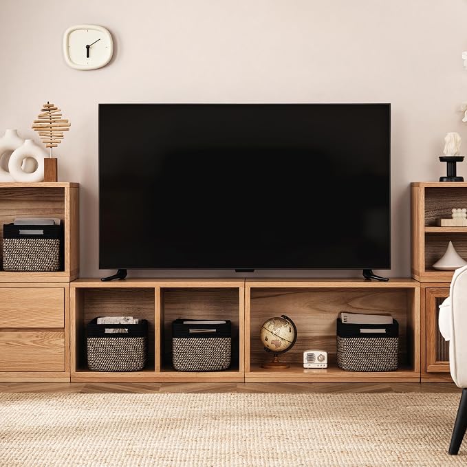 4 Pack Storage Baskets for Organizing, Shelf Baskets with Handles, Black&Brown - Image 4