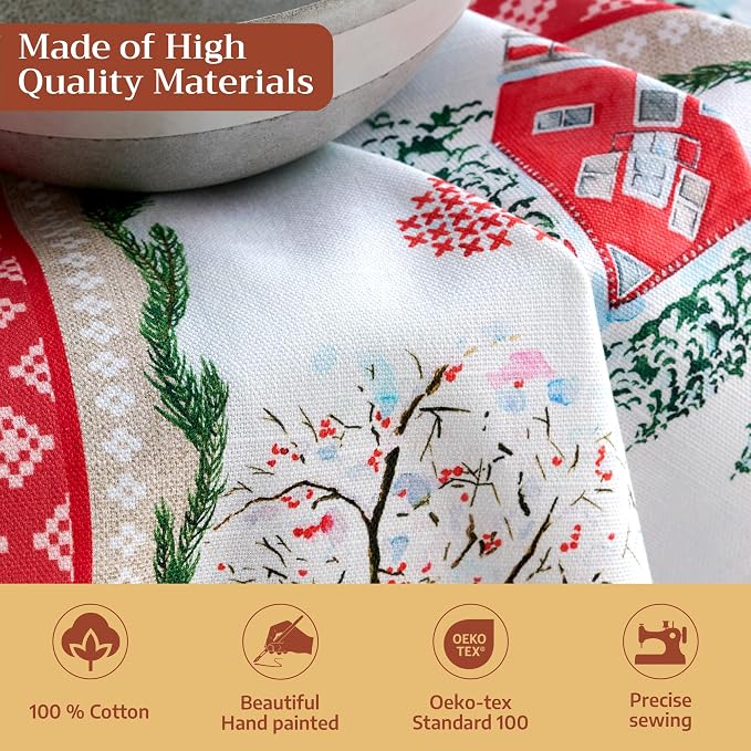 Maison d' Hermine Cloth Napkins Set of 4 Reusable 100% Cotton (20" x 20") | Everyday Square Napkins Cloth Washable Dinner Wedding Restaurant Hotel Kitchen Thanksgiving Christmas - Rural Christmas - Image 3