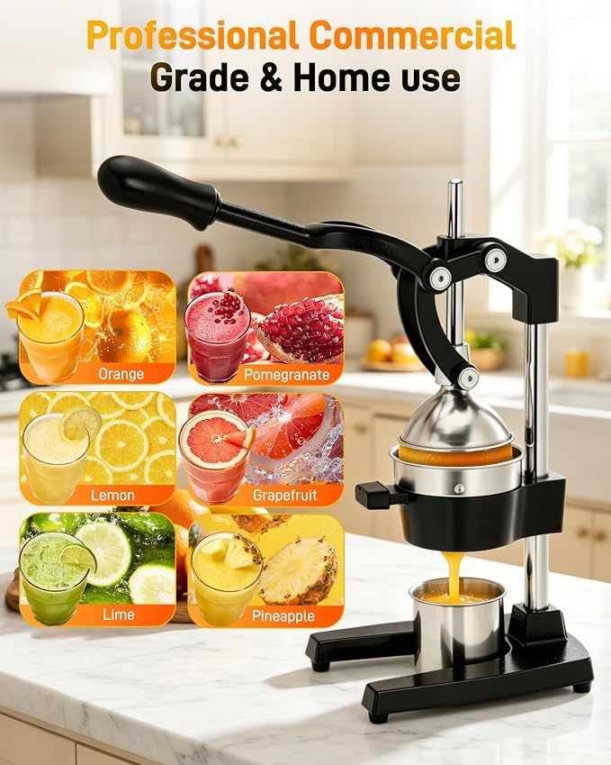 Cast Iron Juicer, Manual Juicer Lemon Squeezer, Hand Press Citrus Juicer, Commercial Stainless Steel Fruit Juicer for Extracting Fresh Juice from Lemons, Oranges - Image 7