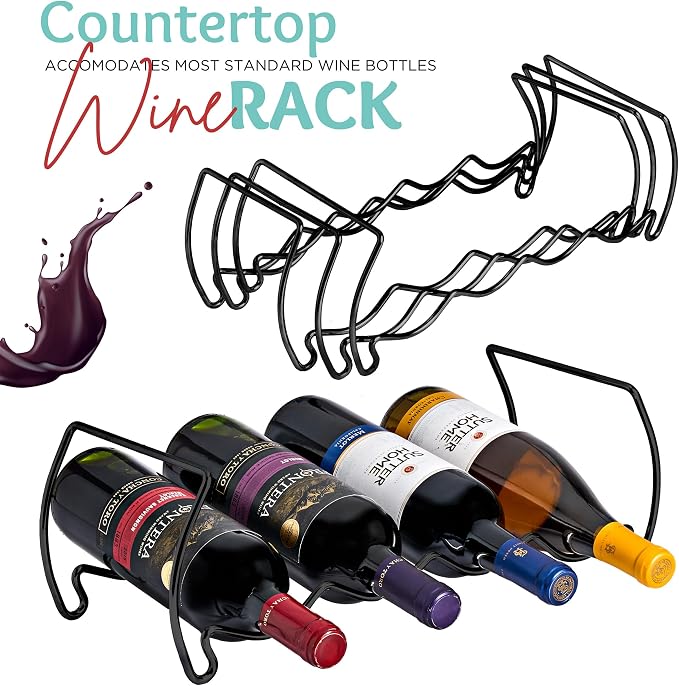 Sorbus 3-Tier Stackable Wine Rack - Classic Style Wine Racks for Bottles - Perfect for Bar, Wine Cellar, Basement, Cabinet, Pantry, etc - Hold 12 Bottles, Metal (Black) - Image 6