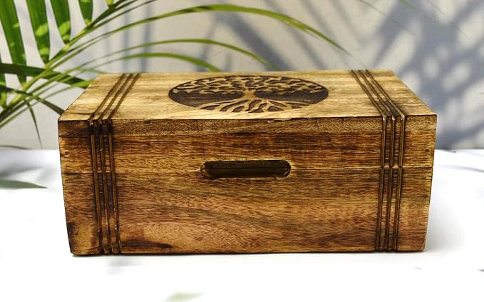 Wood Tea Box - Tea Box for Tea Bags Organiser - Engraved Hardwood Tea Chest with 6 Compartments - Tea Storage Box Multi Functional - Wood Tea Box Organiser - 10 x6 inch (6 compartment box) - Image 3